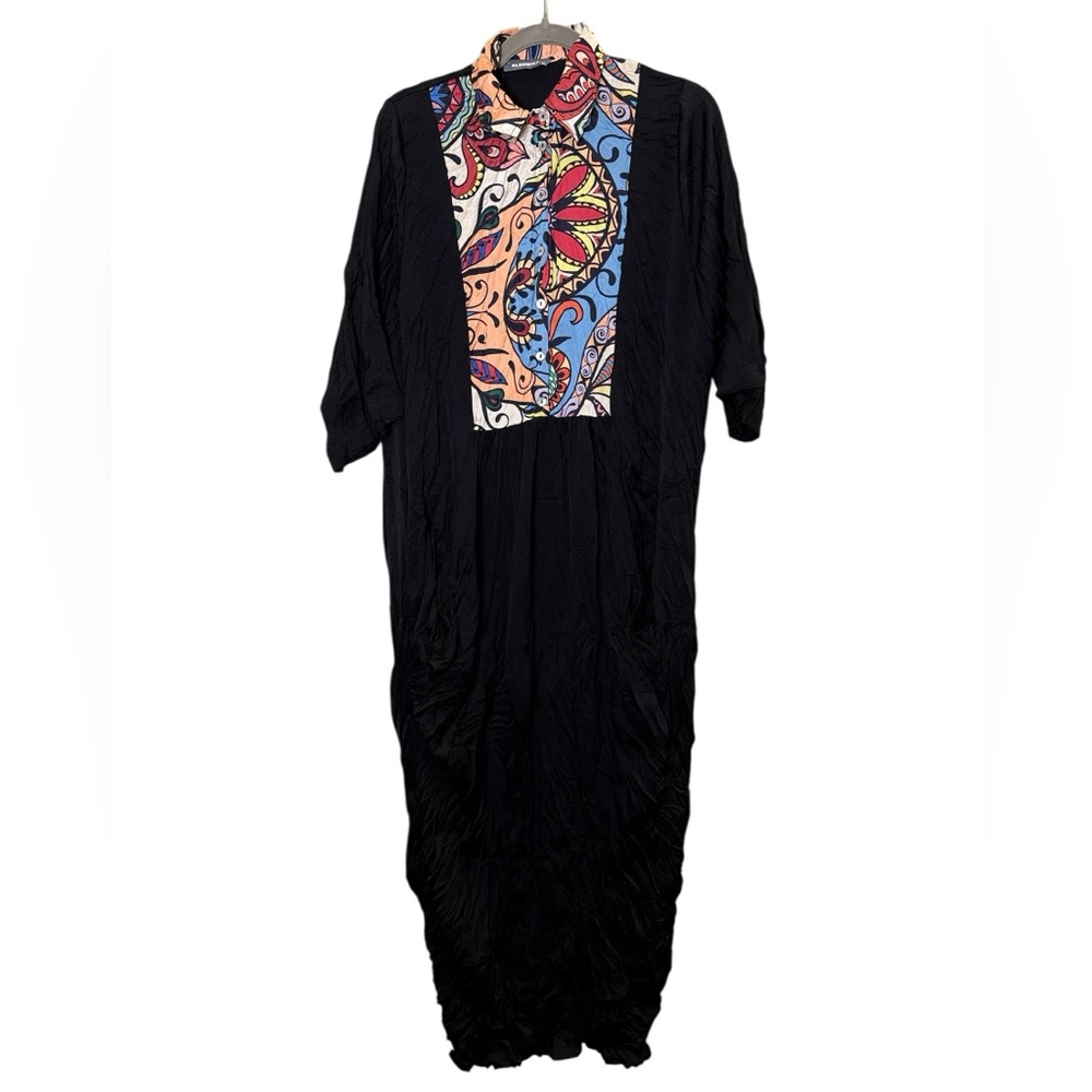 Alembika Wearable Art Contemporary Lightweight Flowy Pleated Midi Dress sz XS